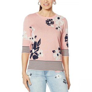 NWT DG2 Daisy Floral Sweater XS Pink Blush Daisy